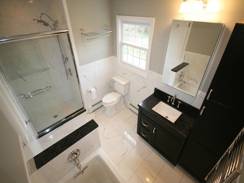 This beautiful but simple bathroom remodel could be done on a budget.