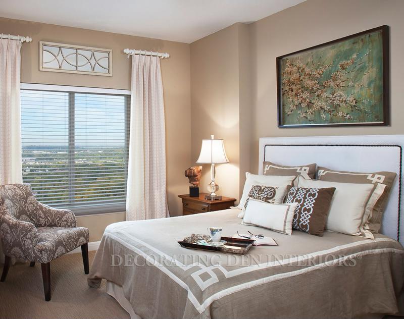 An accent chair can create a coordinated feel and make the bedroom flow.