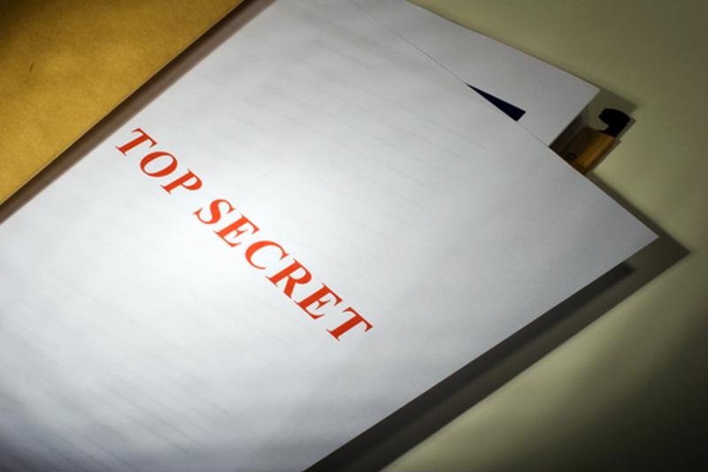 Top secret documents in a folder.