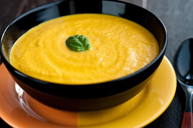 Sweet potato and carrot soup is rich in nutrients.