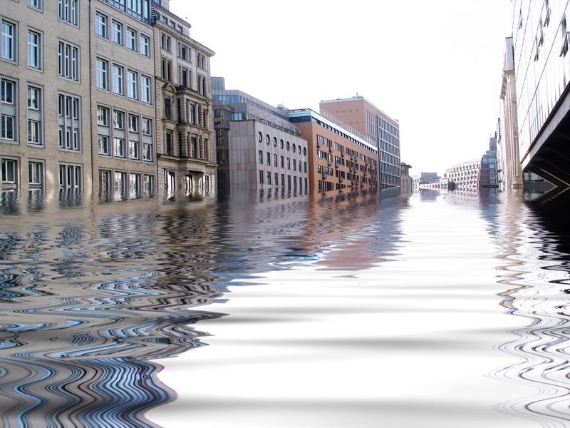 Floods can damage businesses throughout a city.