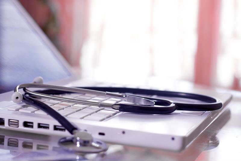 Stethoscope on a laptop