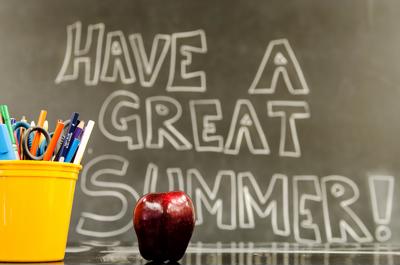 Have a great summer on a classroom blackboard.