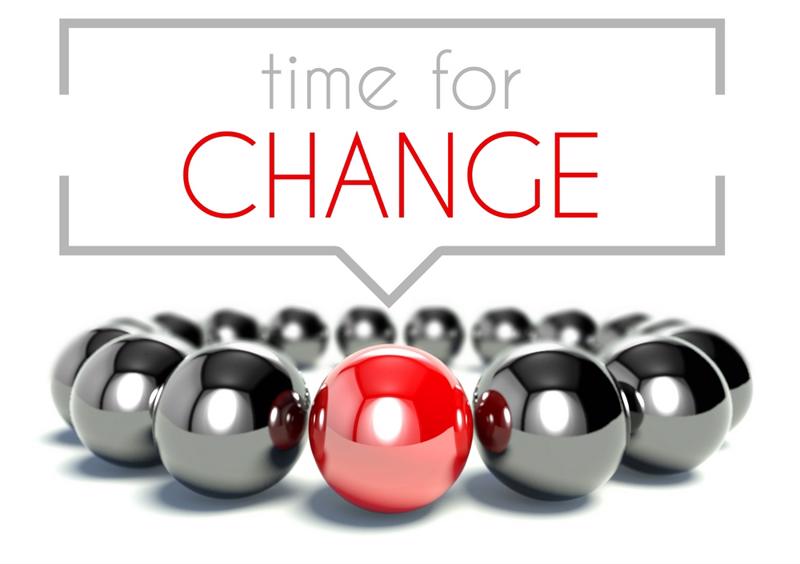 The title "Time for Change" in capital letters.