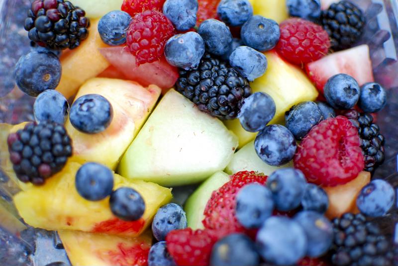 Gather your and cut up the big fruit beforehand, but don't cut them just yet.