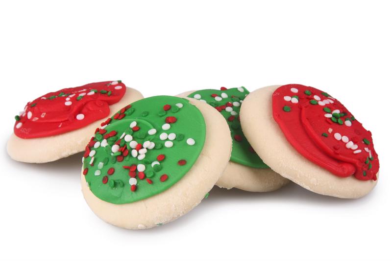 Sugar cookies in Christmas colors