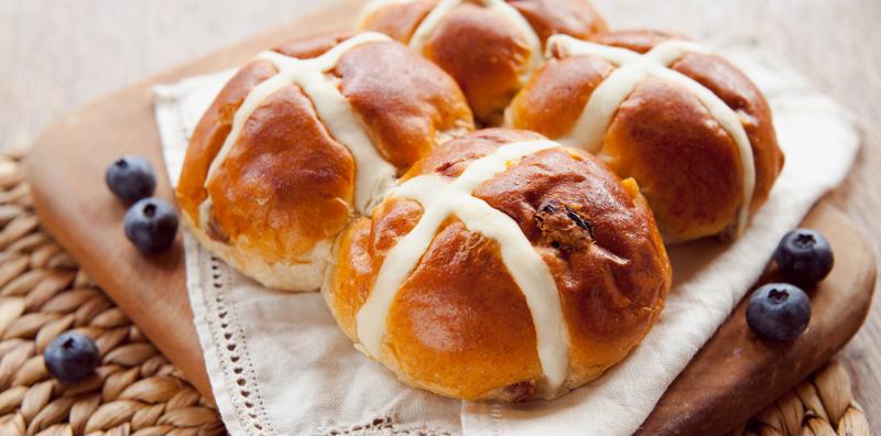 Hot cross buns are another popular spring-season dish.