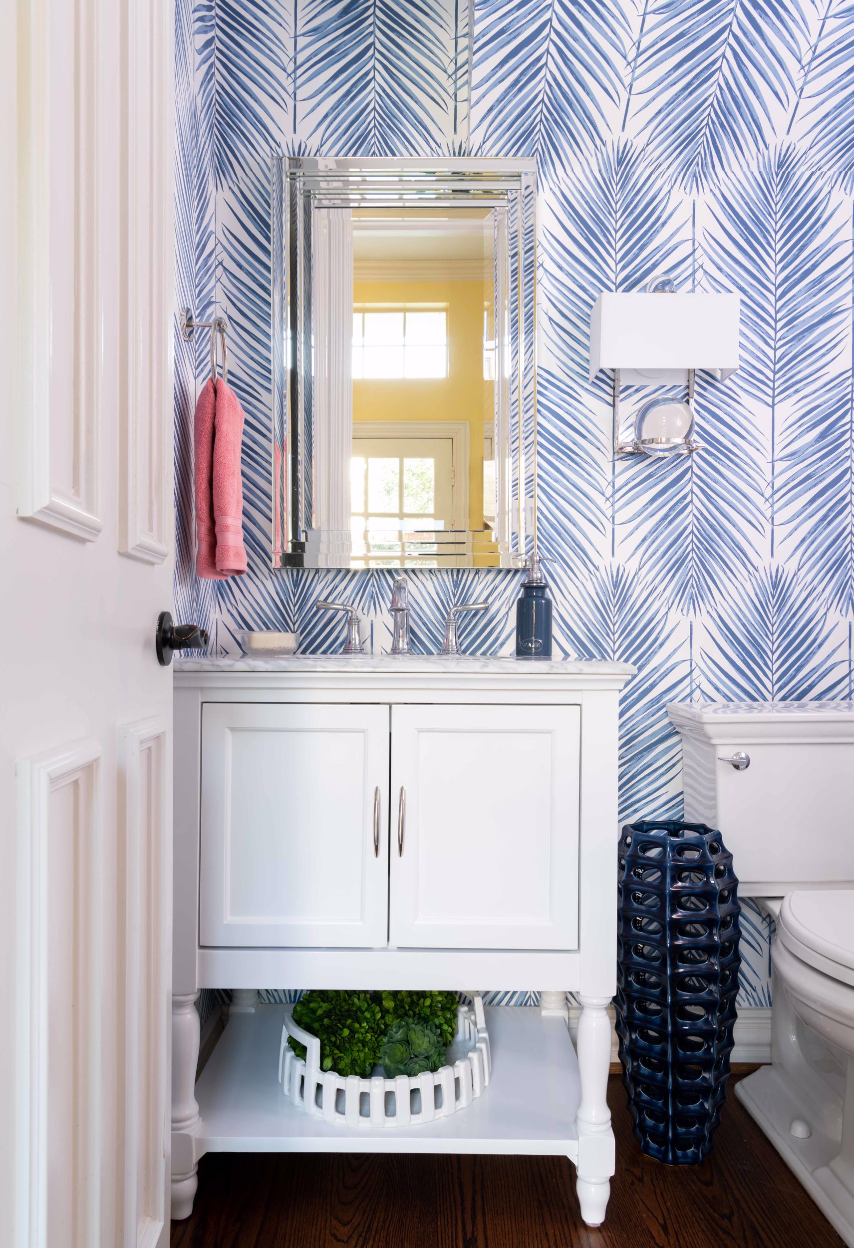 Bold wallpaper can make a major difference in the bathroom.